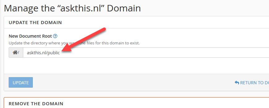 Document root aanpassen in Cpanel