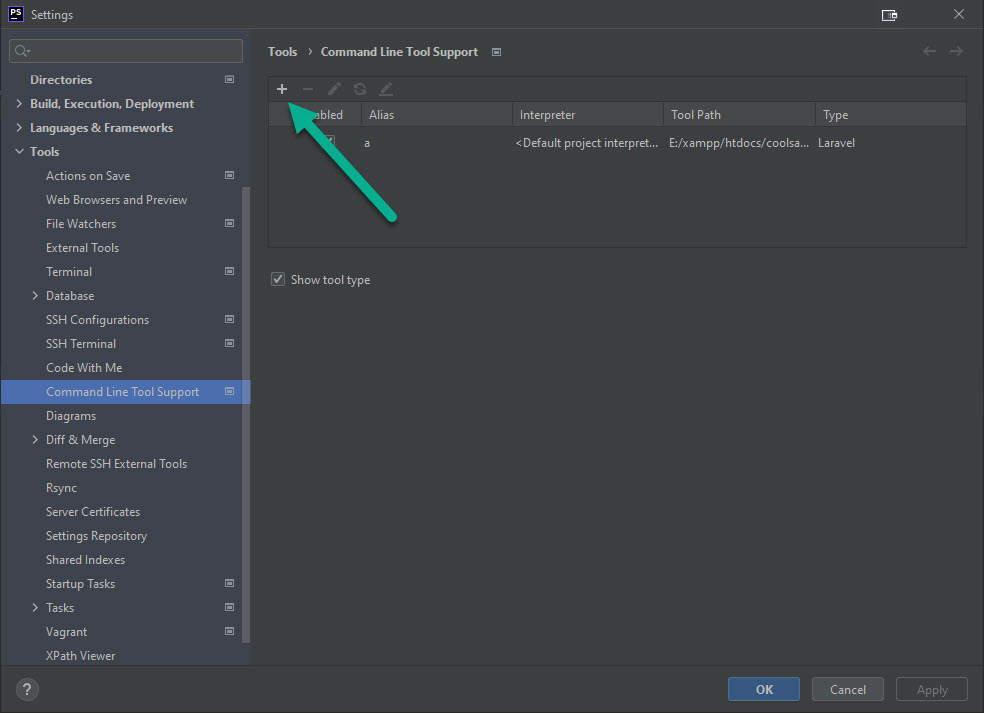 phpstorm-artisan-settings-add